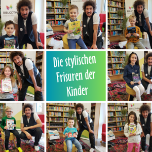 Vorlesefriseur Danny Beuerbach in der Bibliothek Mauthausen